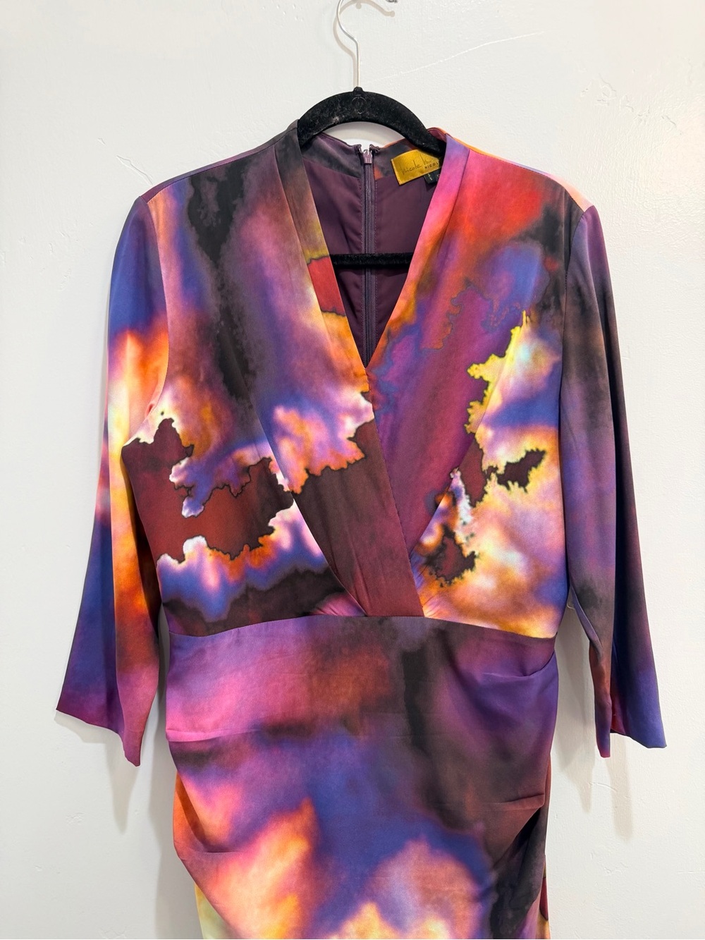 Nicole Miller Gold Label Silk Fall 2011 "Cosmic Cloud" Ruched Dress - Size 12 - Picture 5 of 14